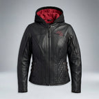 Women’s Scroll Skull Leather Motorcycle Jacket – Harley Style Edition