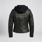 Women’s Scroll Skull 3-in-1 Leather Motorcycle Jacket – Harley Style Edition