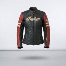 Load image into Gallery viewer, Women’s Racer Leather Motorcycle Jacket – Indian Style Heritage Edition
