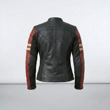 Load image into Gallery viewer, Women’s Racer Leather Motorcycle Jacket – Indian Style Heritage Edition
