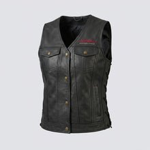 Laden Sie das Bild in den Galerie-Viewer, Damen Weste aus schwarzem Büffelleder im Western-Motorrad-Stil – verstellbare Seiten-Schnürung für optimale Passform

