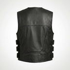 TXR Shooter Men’s Leather Motorcycle Vest – Classic Biker Edition