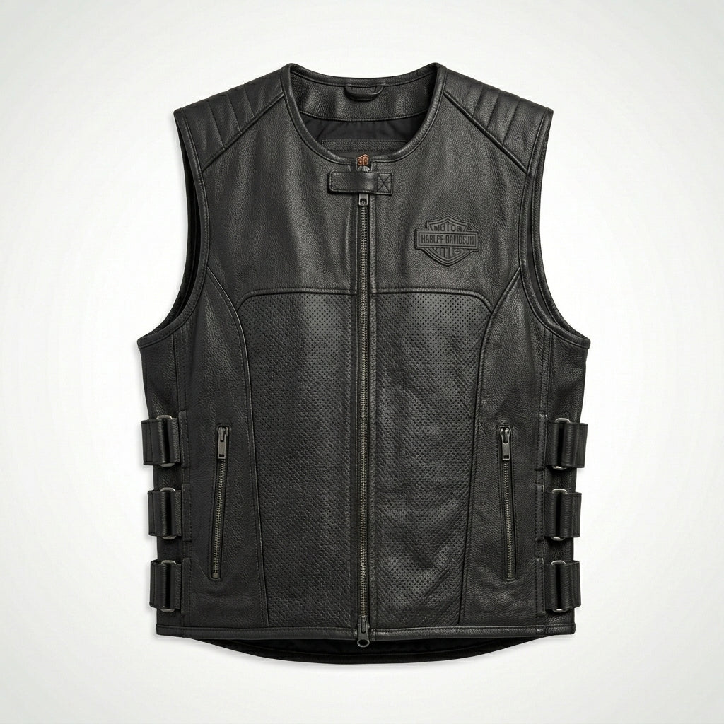 TXR Shooter Men’s Leather Motorcycle Vest – Classic Biker Edition