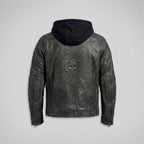 Men’s Black Hooded Leather Biker Jacket – Urban Moto Style