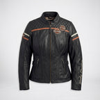 Women’s Miss Enthusiast Leather Motorcycle Jacket – Harley Style Classic Fit