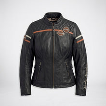 Laden Sie das Bild in den Galerie-Viewer, Damen Motorradjacke "Miss Enthusiast" aus Leder – Harley Style Classic Fit
