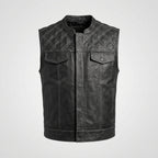 Men’s Black Embroidered Leather Vest – Pelle Pelle Urban Edition