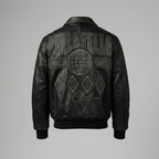 Men’s Embroidered Black Leather Jacket – Pelle Style Street Edition