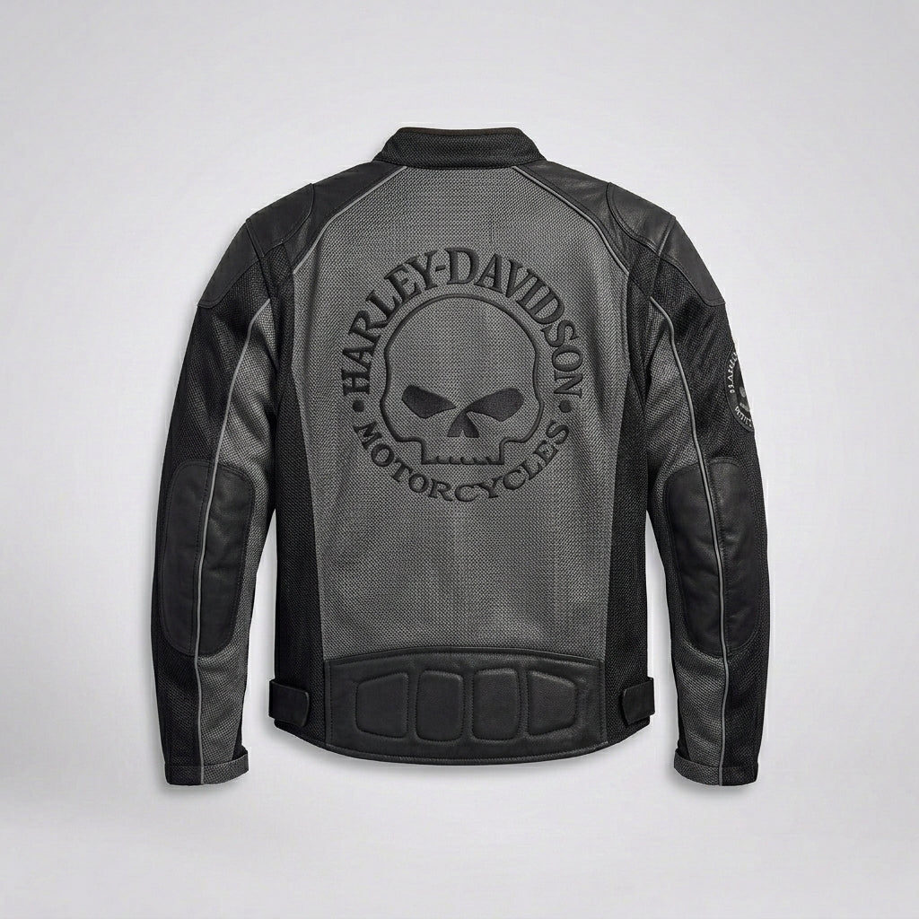 Herren Willie G Skull Mesh Motorradjacke – Atmungsaktive Motorradjacke im Harley-Stil