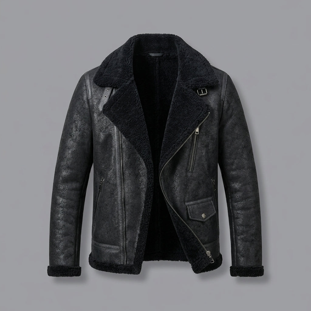 B3 Shearling Leather Jacket _ Men's Flying Jacket