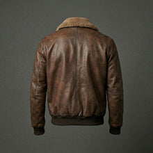 Load image into Gallery viewer, Men’s Chocolate Brown G-1 Leather Bomber Jacket – Classic Flight Aviator Coat
