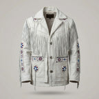 Men’s Western Fringe Cowboy Leather Jacket – Vintage Rodeo Style Coat