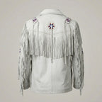Men’s Western Fringe Cowboy Leather Jacket – Vintage Rodeo Style Coat