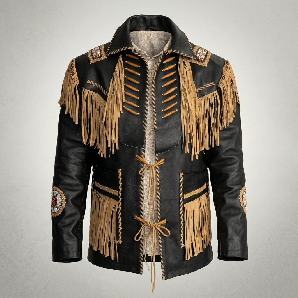 Men’s Black Cowhide Leather Vintage Jacket – Classic Biker Coat
