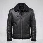 Men’s Black Aviator B3 Shearling Leather Jacket – Premium Flight Bomber Coat