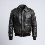 Men’s Vintage A2 Flight Leather Jacket – 80s Military Aviator Bomber Coat