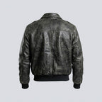 Men’s Vintage A2 Flight Leather Jacket – 80s Military Aviator Bomber Coat