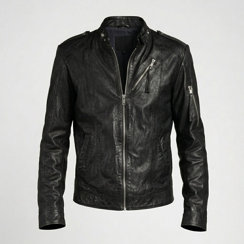 Classic Black Leather Jacket for Men – Timeless Genuine Leather Style