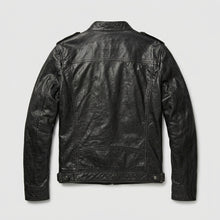 Laden Sie das Bild in den Galerie-Viewer, Classic Black Leather Jacket for Men – Timeless Genuine Leather Style

