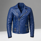 Cafe Racer Leather Jacket - Buy Royal Blue Motorcycle Jacket
