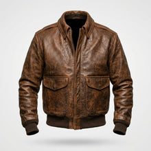 Load image into Gallery viewer, Men’s 100 Mission A-2 Pilot Leather Jacket – Classic Aviation Bomber Coat
