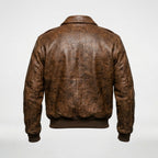 Men’s 100 Mission A-2 Pilot Leather Jacket – Classic Aviation Bomber Coat