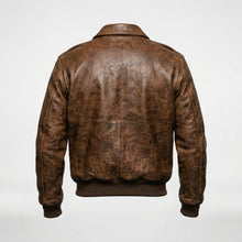 Load image into Gallery viewer, Men’s 100 Mission A-2 Pilot Leather Jacket – Classic Aviation Bomber Coat
