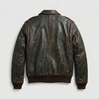 Men’s Brown A2 Aviator Military Pilot Leather Bomber Jacket – Vintage Flight Coat