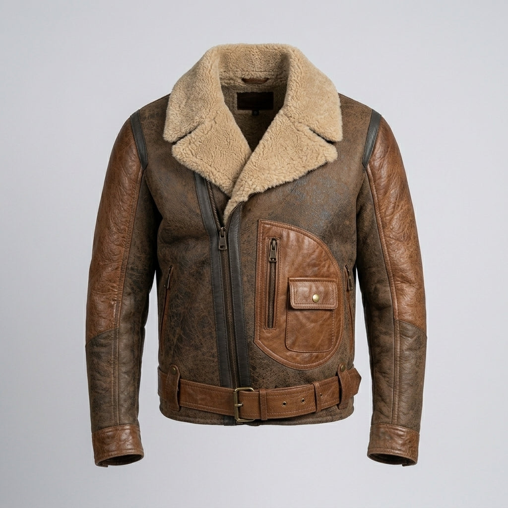 Men’s RAF B3 Aviator Shearling Leather Bomber Jacket – Flying Flight Coat