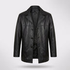 Men’s Black Lambskin Leather Overcoat Blazer Jacket