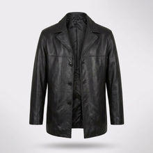 Load image into Gallery viewer, Men’s Black Lambskin Leather Overcoat Blazer Jacket
