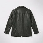 Men’s Black Lambskin Leather Overcoat Blazer Jacket