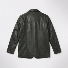 Load image into Gallery viewer, Men’s Black Lambskin Leather Overcoat Blazer Jacket
