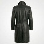 Men’s Genuine Leather Trench Coat – Classic Long Leather Overcoat
