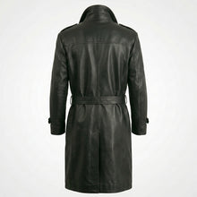Load image into Gallery viewer, Men’s Genuine Leather Trench Coat – Classic Long Leather Overcoat
