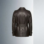 Men’s Double Breasted Lamb Leather Belted Waist Coat