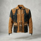 Men’s Cowboy Western Fringed Brown Leather Jacket