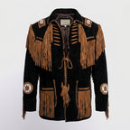 Authentic Western Leather Fringe & Beaded Jacket for Men