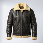 Men’s Dark Brown B3 Military Shearling Bomber Jacket – Premium Aviator Flight Coat