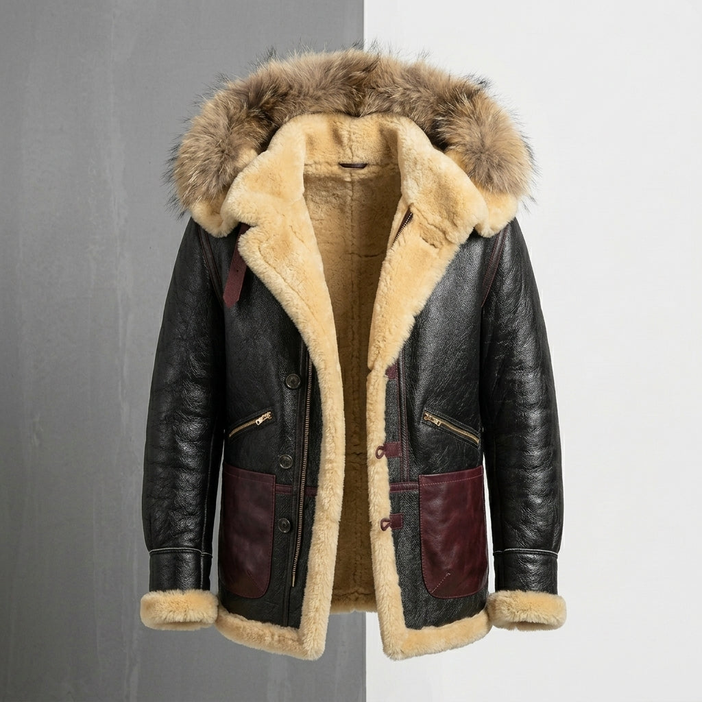 Men’s B3 Shearling Bomber Jacket – B7 Sheepskin Military Fur Coat