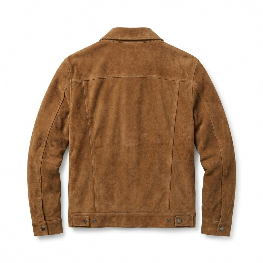 Men’s Heritage Suede Cowboy Jacket – Western Style Leather Trucker Coat