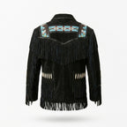 Men’s Western Black Cowboy Leather Jacket – Vintage Biker Style Coat