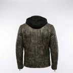 Men’s Gatsby Distressed Brown Leather Jacket – Quilted Shoulder Cafe Racer Jacket