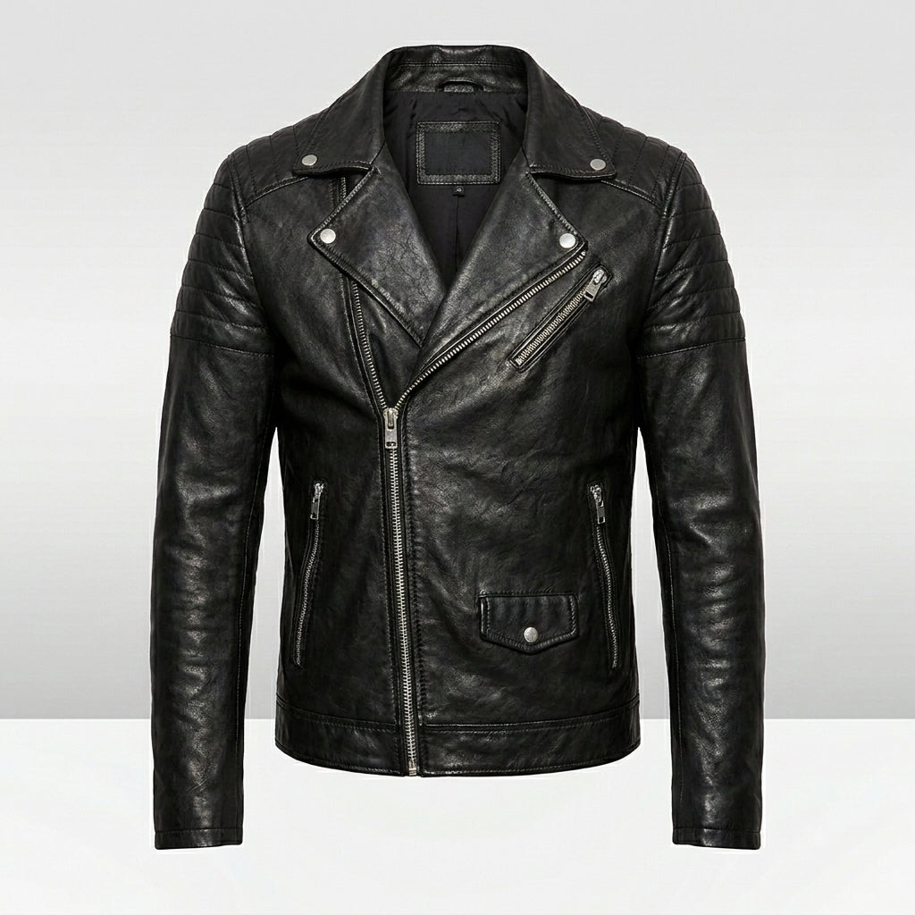 Men’s Genuine Lambskin Leather Blazer – Classic Slim Fit Tailored Jacket