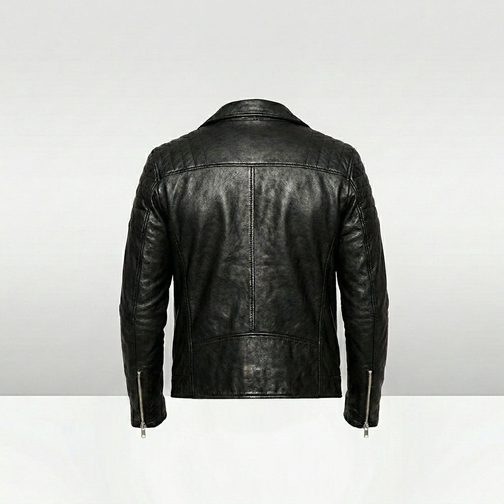 Men’s Genuine Lambskin Leather Blazer – Classic Slim Fit Tailored Jacket