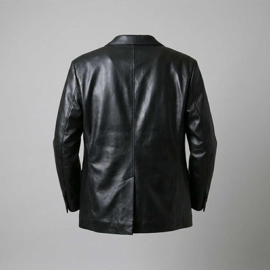 Men’s Premium Lambskin Leather Blazer – Classic Tailored Sport Coat