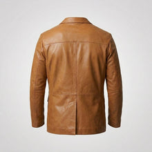Load image into Gallery viewer, Men’s Tan Lambskin Leather Blazer – Classic Two-Button Tailored Sport Coat
