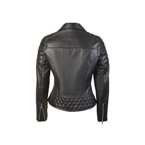Ladies Real Leather Black Fashion Biker Style Jacket Leather Outlet