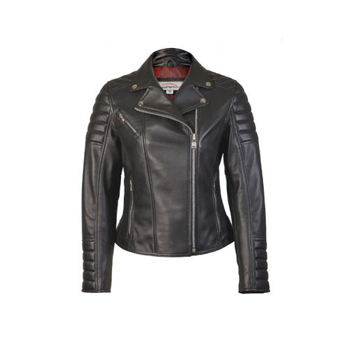 Ladies Real Leather Black Fashion Biker Style Jacket Leather Outlet