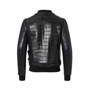 Leather Black Bomber Crocodile Leather Jacket Leather Outlet